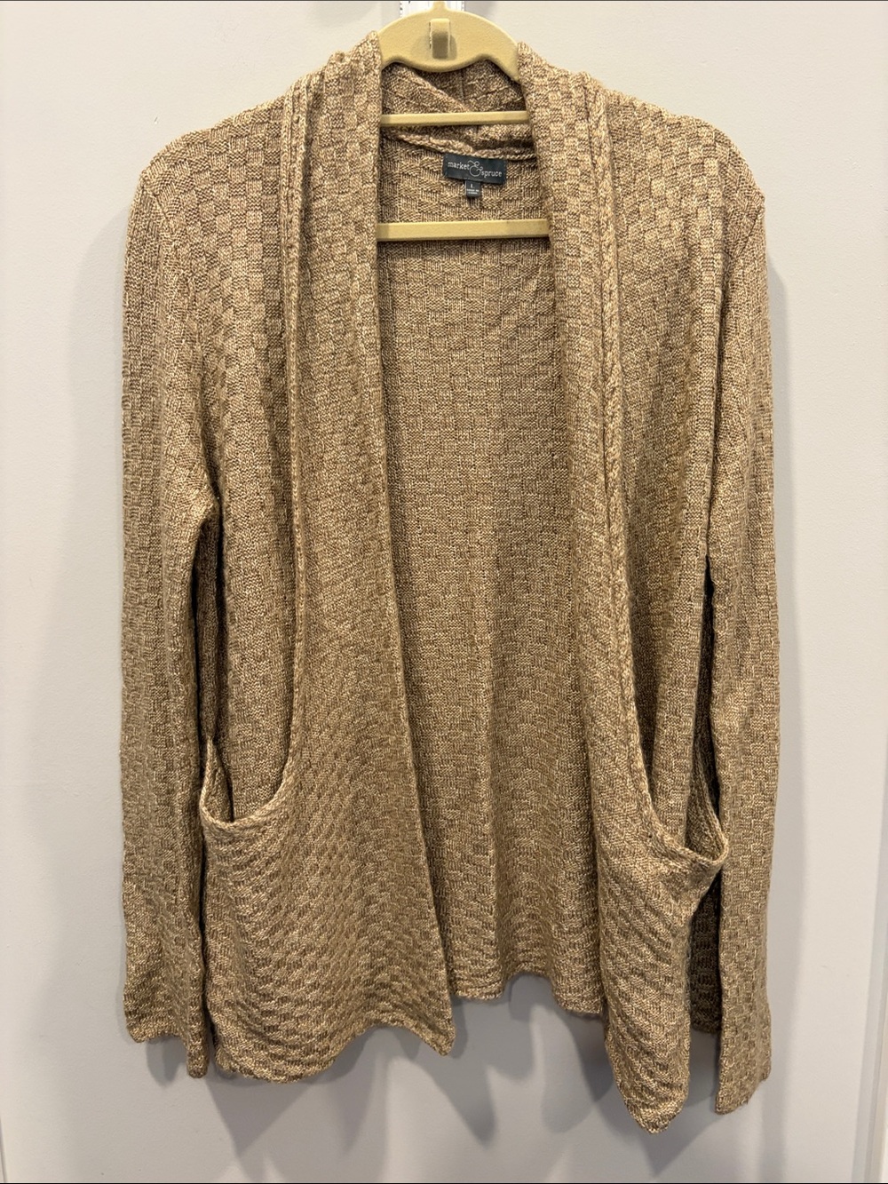 Market & Spruce Open-Front Cardigan in Beige Tan